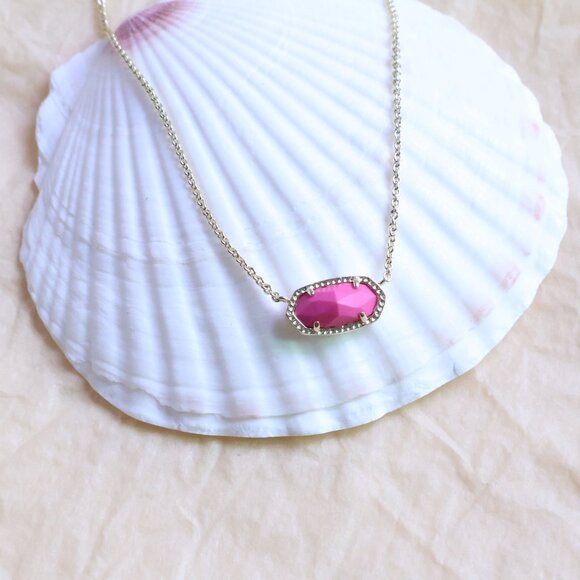 Kendra Scott Gold Elisa Pink Magnesite Necklace - Picture 2 of 2